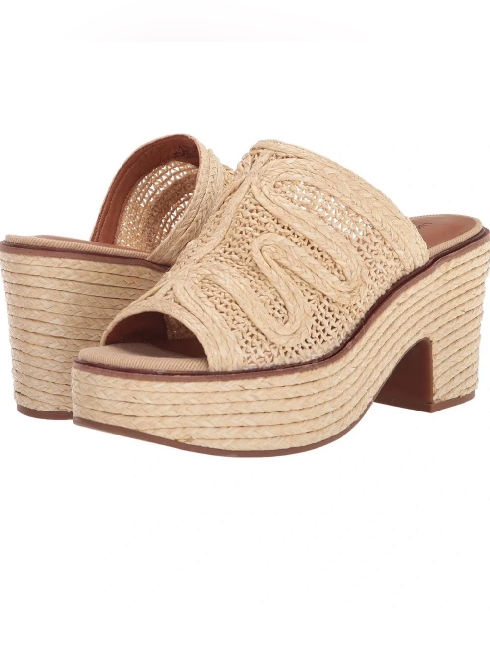 Women’s LUCKY BRAND Natural woven platform mule sandals- Size 6